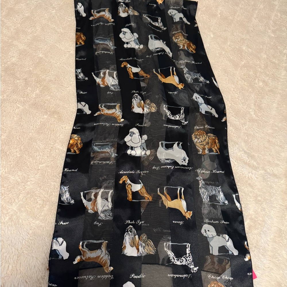 Dog Breed Patterned Scarf - Black and Brown